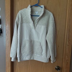 Women's Cream Sherpa Pullover Jacket